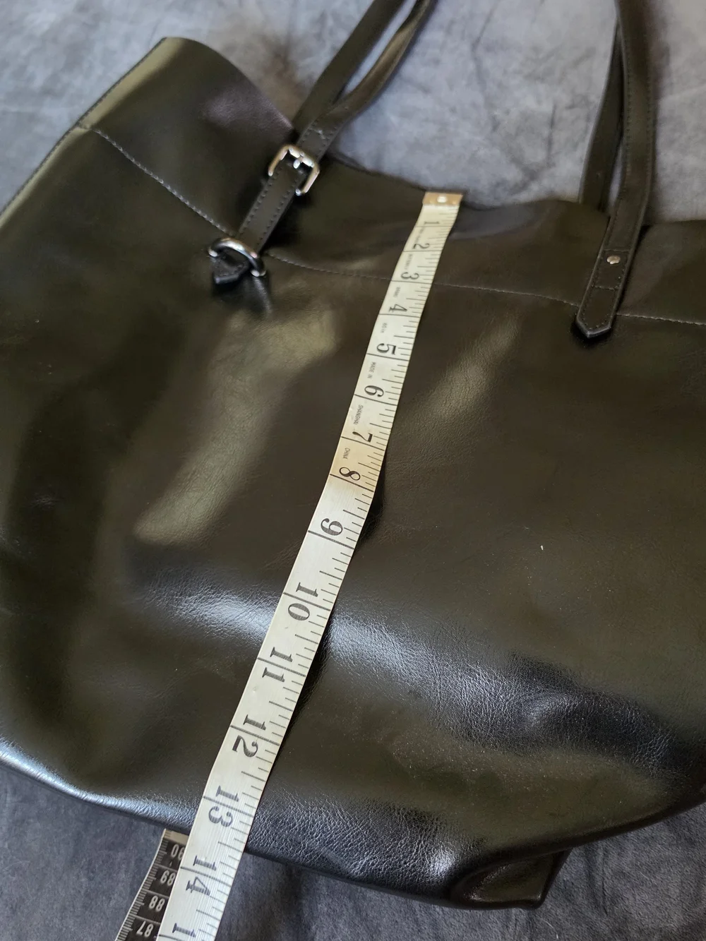 Polished Black Leather Tote - Everyday Work Bag